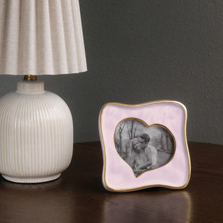 Beatriz Ball Encanto Curved Heart 5x5" Frame, Camellia pink handmade enamel aluminum alloy eco-friendly sustainable