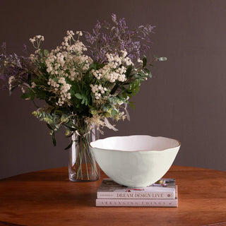 Beatriz Ball Encanto Demeter Large Bowl, Cream & White handmade tarnish free aluminum alloy FDA food safe gold