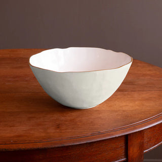 Beatriz Ball Encanto Demeter Large Bowl, Cream & White handmade tarnish free aluminum alloy FDA food safe gold