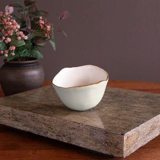 Beatriz Ball Encanto Osaka Small Bowl, Cream & White aluminum alloy enamel gold rim handmade