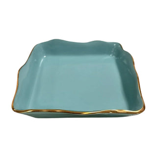 Beatriz Ball Encanto Soho Beverage Napkin Holder, Turquoise gold rim enamel aluminum alloy handmade