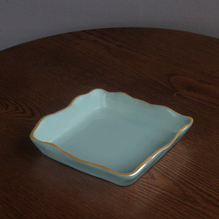 Beatriz Ball Encanto Soho Beverage Napkin Holder, Turquoise gold rim enamel aluminum alloy handmade