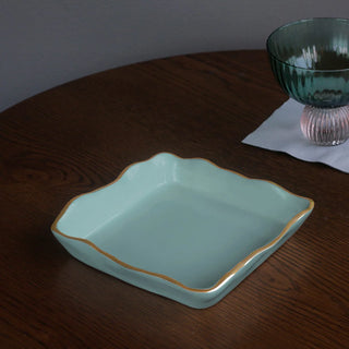 Beatriz Ball Encanto Soho Beverage Napkin Holder, Turquoise gold rim enamel aluminum alloy handmade