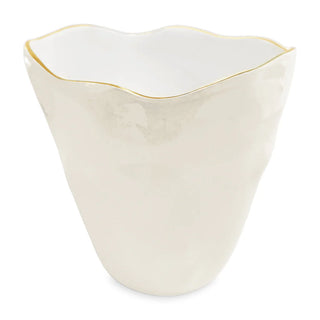 Beatriz Ball Encanto Soho Large Ice Bucket, Cream & White gold rim handmade tarnish free aluminum alloy enamel dishwasher safe