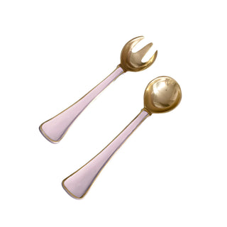 Beatriz Ball Encanto Soho Salad Servers, Camellia & White tarnish free aluminum alloy handmade gold pink