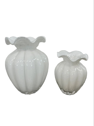 Beatriz Ball GLASS Vento Vase in Cream Assorted Sizes scallop rim glass white