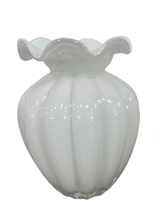 Beatriz Ball GLASS Vento Vase in Cream Assorted Sizes white glass scallop