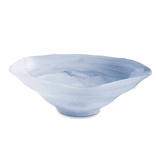 Beatriz Ball Glass Alabaster Wave Extra Large Bowl, Clear and Blue handmade