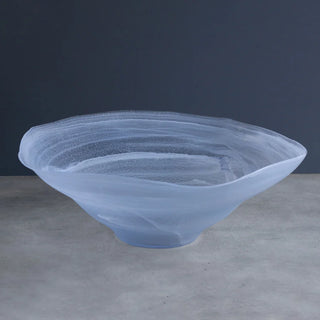Beatriz Ball Glass Alabaster Wave Extra Large Bowl, Clear and Blue handmade