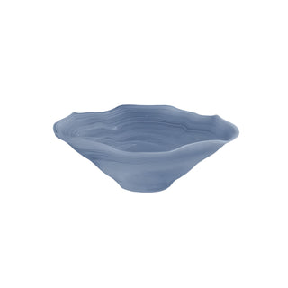 Beatriz Ball Glass Alabaster Wave Large Bowl, Clear and Blue handmade glass