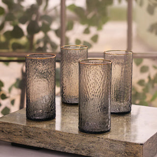 Beatriz Ball Glass Croc Highball with Gold Rim handmade