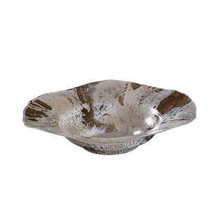 Beatriz Ball Glass Decorative Bowl, White & Gold