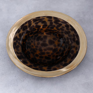 Beatriz Ball Glass Tortoise and Gold Round Platter handmade elegant