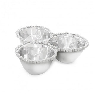 Beatriz Ball Organic Pearl Triple Dip Tray handmade tarnish free aluminum alloy FDA food safe