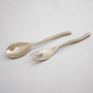 Beatriz Ball Sierra Modern Maia Large Salad Servers Shiny Gold tarnish free aluminum alloy handmade