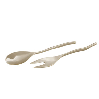 Beatriz Ball Sierra Modern Maia Large Salad Servers Shiny Gold dishwasher safe FDA food safe handmade