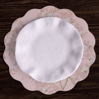 Beatriz Ball Vida Chinoiserie Reversible Round Placemats, Set of 4, Pink & White reusable washable flower
