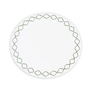 Beatriz Ball Vida Round Embroidered Quatrefoil Round Placemats, Green Set of 4