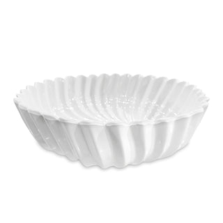 A white, melamine serving bowl with fluted edges, designed by Beatriz Ball. Beatriz Ball Vida Vienna Large Bowl