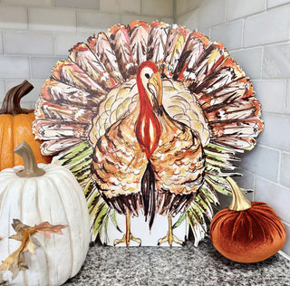 Beck's Festive Turkey Metal Stake orange easel red brown cream green Thanksgiving