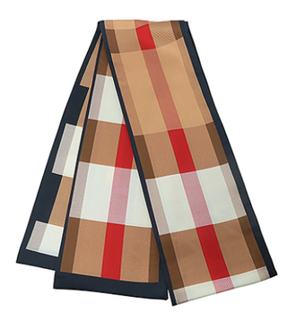 Beige/Multi Plaid Print Narrow Scarf