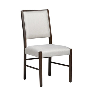 Bentley Dining Chair ivory seat and back dark brown stain