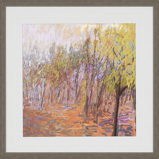 Beyond Artwork Assorted
Framed impressionist landscape painting of a forest with yellow-green trees and an orange-brown ground, shown with a white mat and gray frame tree yellow green brown orange