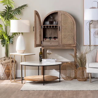Biscayne Bar Cabinet rattan doors rounded top