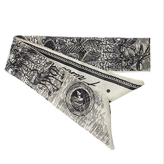 Black & Ivory "France Paris" Wild Safari Printed Narrow Scarf