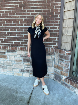 Black Long Short Sleeve Dress