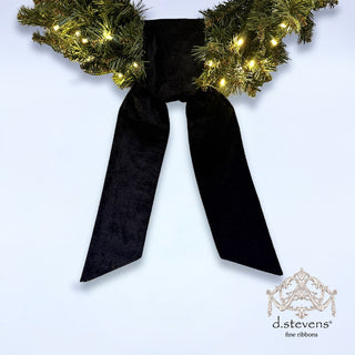 Black Velvet Wreath Sash with Metallic Gold Back 56" ribbon