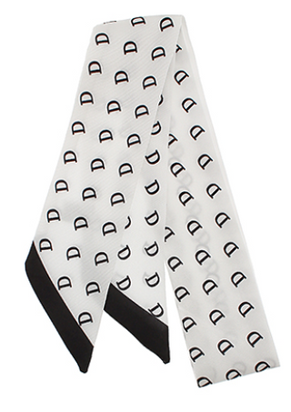 Black & White Initial Printed Twilly Scarf, D
