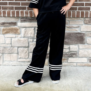 Entro Black Pants with White Trim