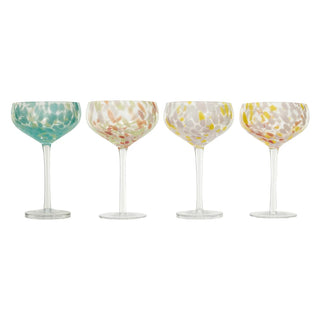 Blown Stemmed Confetti Champagne Glass Assorted hand blown turquoise yellow burgundy