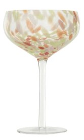 Blown Stemmed Confetti Champagne Glass Assorted burgundy hand blown