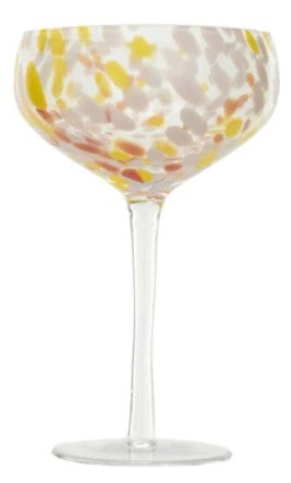 Blown Stemmed Confetti Champagne Glass Assorted burgundy yellow hand blown