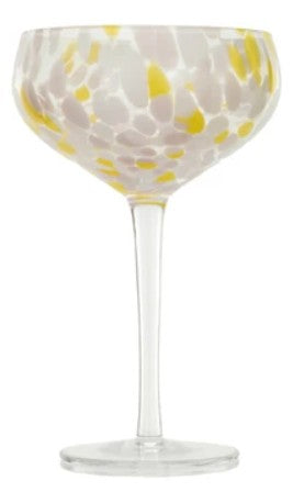 Blown Stemmed Confetti Champagne Glass Assorted yellow hand blown