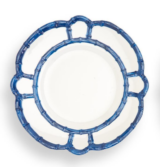 Blue Bamboo Touch Dinner Plate white decorative BPA free dishwasher safe melamine