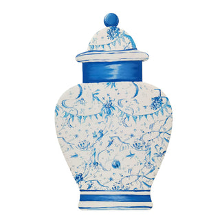 Blue Chinoiserie Ginger Jar Metal Art Stake with Ease blue and white 
