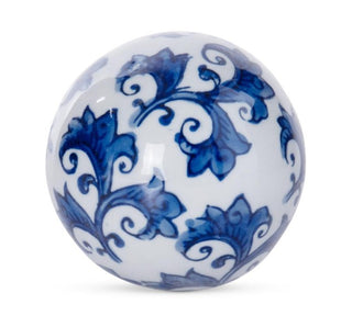 Blue & White Ceramic Chinoiserie Ball 3" ceramic