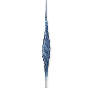 Blue & White Glittered Glass Icicle Ornament