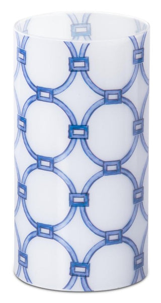 Blue & White Link Glass Candle Slip Cover