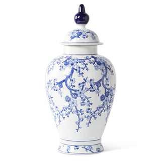 Blue & White Porcelain Chinoiserie Lidded Ginger Jar