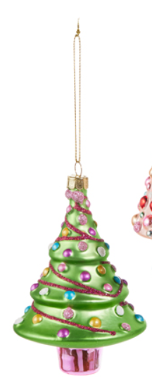 Blushing Tree Ornaments Assorted green glass vintage