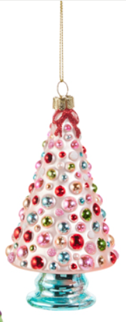 Blushing Tree Ornaments Assorted pink with multi color ornaments glass
