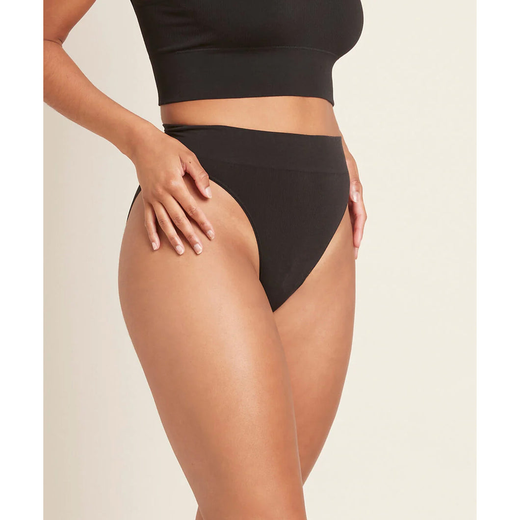 Boody Black Ribbed High Leg Brief