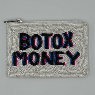Botox Money with Blue Outline Beaded Coin Wallet