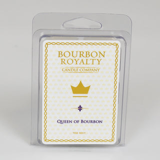 Packaging of Bourbon Royalty King Cake Wax Melt set against a white background.