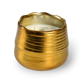 Bourbon Royalty Paradise candle in textured gold container