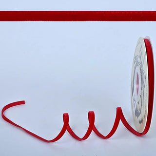Brick Red Velvet Finishing Ribbon .25" - Sold by the foot